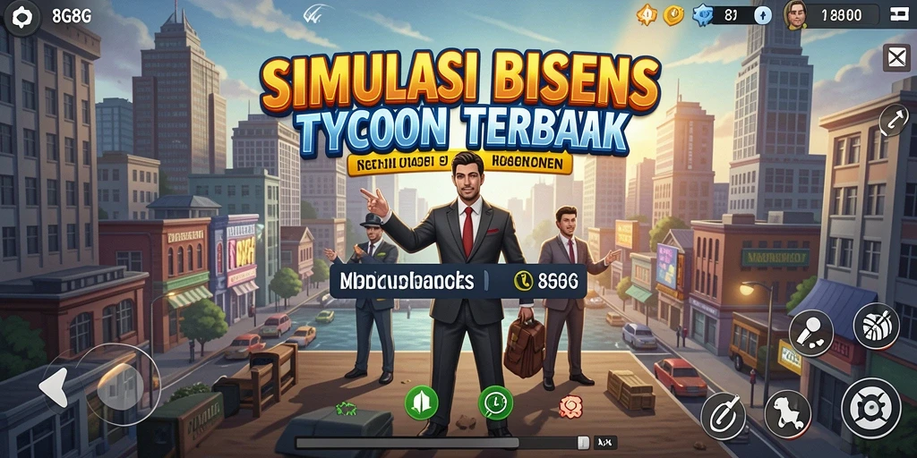 Screenshot 8G8G menunjukkan gameplay manajemen bisnis yang seru.
