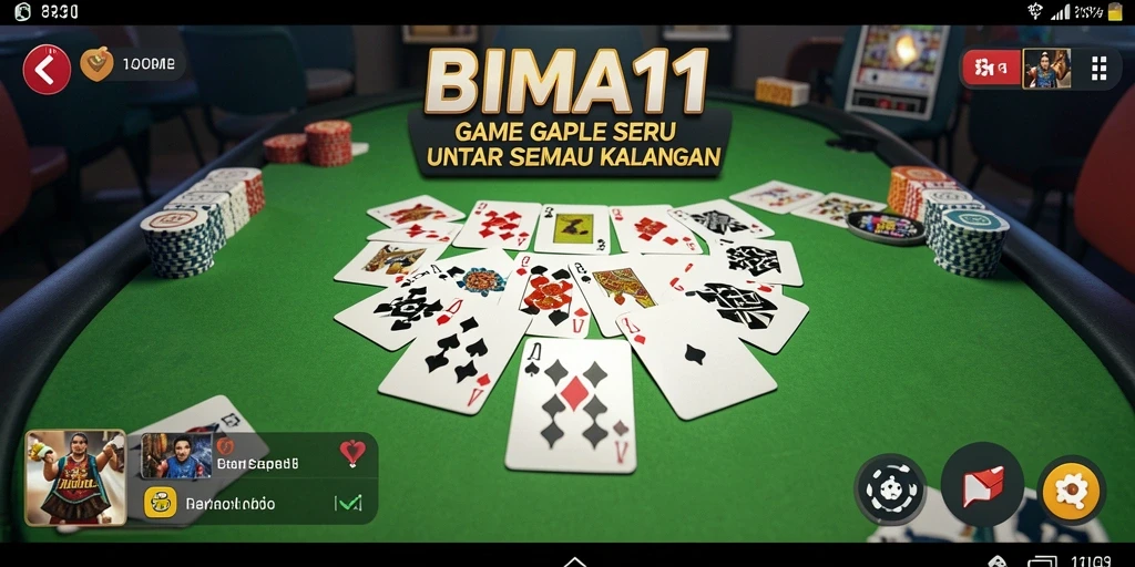 Screenshot gameplay BIMA11 yang menunjukkan suasana seru bermain Gaple.