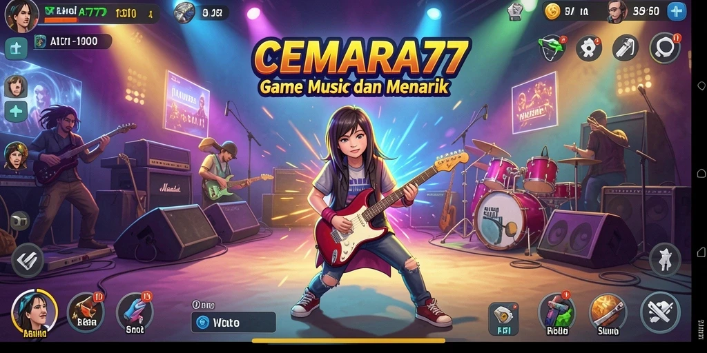 Tampilan gameplay <strong>CEMARA77</strong> dengan berbagai genre musik.