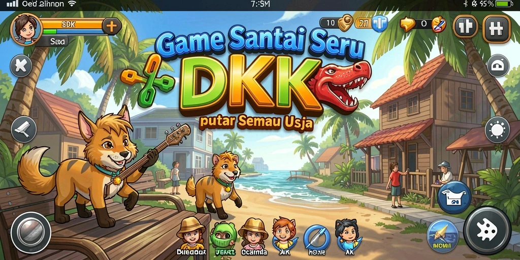 Tampilan gameplay DKK dengan grafik ceria dan tantangan seru.