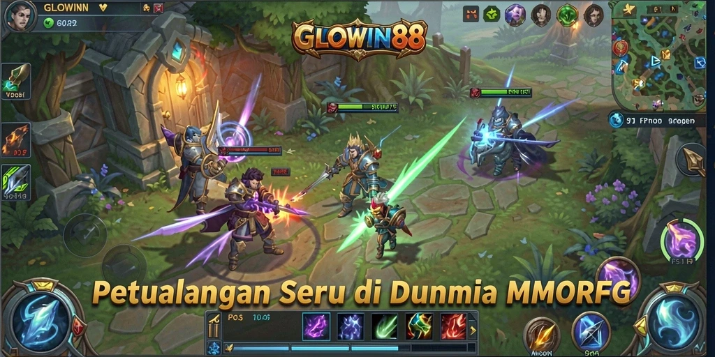 Screenshot GLOWIN88 menampilkan aksi pertempuran seru dalam MMORPG.