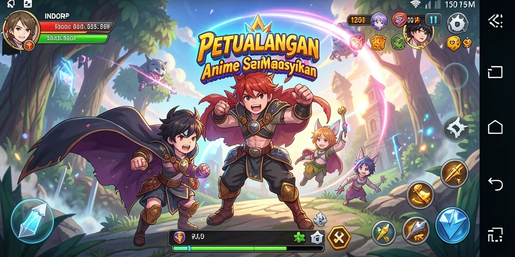 Tampilan gameplay menarik dengan karakter Anime yang beragam.