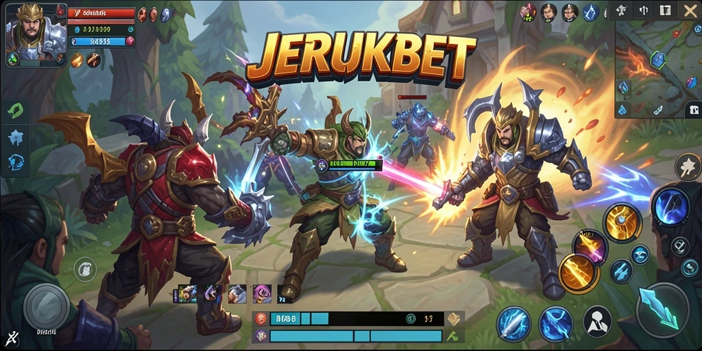 Tangkapan layar dari gameplay seru JERUKBET di arena pertempuran.