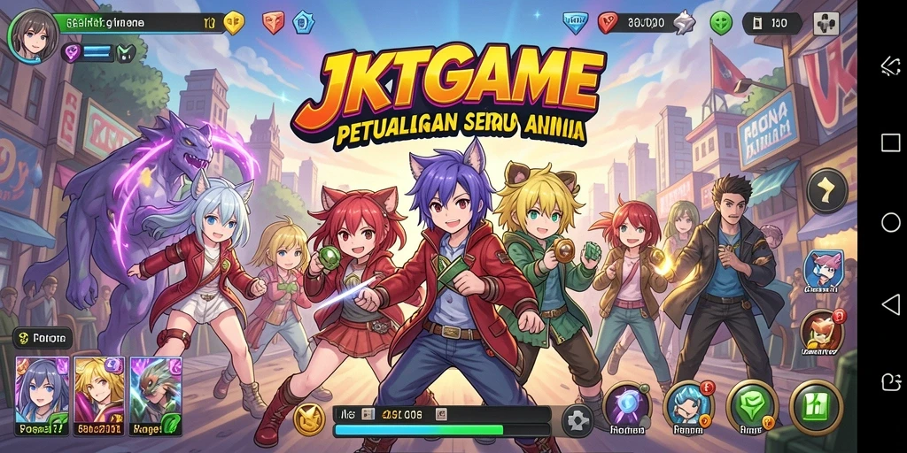 Tampilan screenshot JKTGAME menunjukkan karakter Anime sedang bertarung.