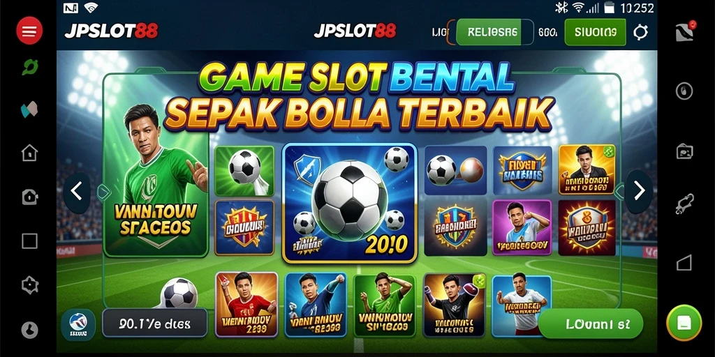Tampilan gameplay JPSLOT88 dengan tema sepak bola yang menarik.