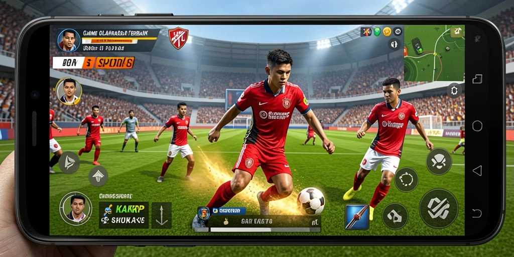 Screenshot utama KAKRP menampilkan aksi pertandingan olahraga yang seru.