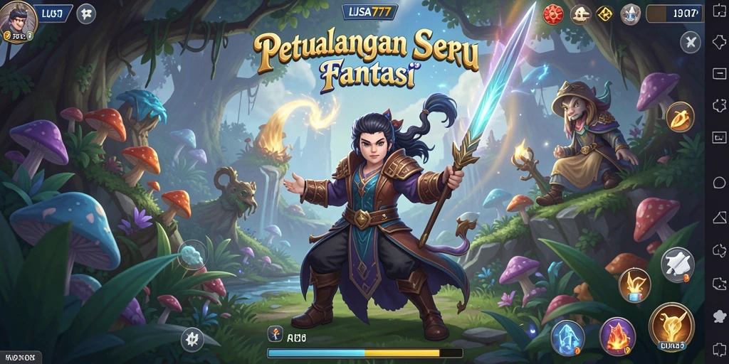 Tangkapan layar utama LUSA777 menunjukkan gameplay petualangan yang mendebarkan.