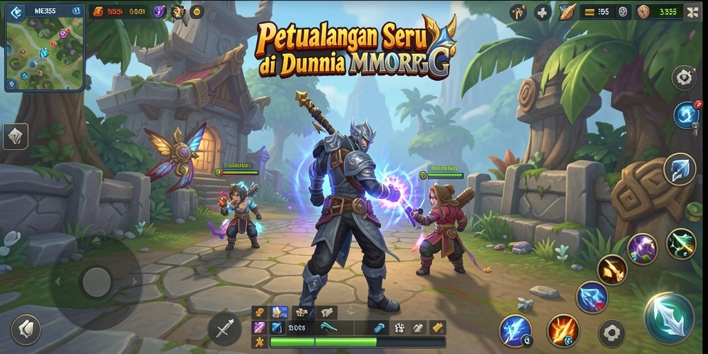 Tangkapan layar gameplay ME355 menunjukkan aksi mendebarkan di dunia MMORPG.