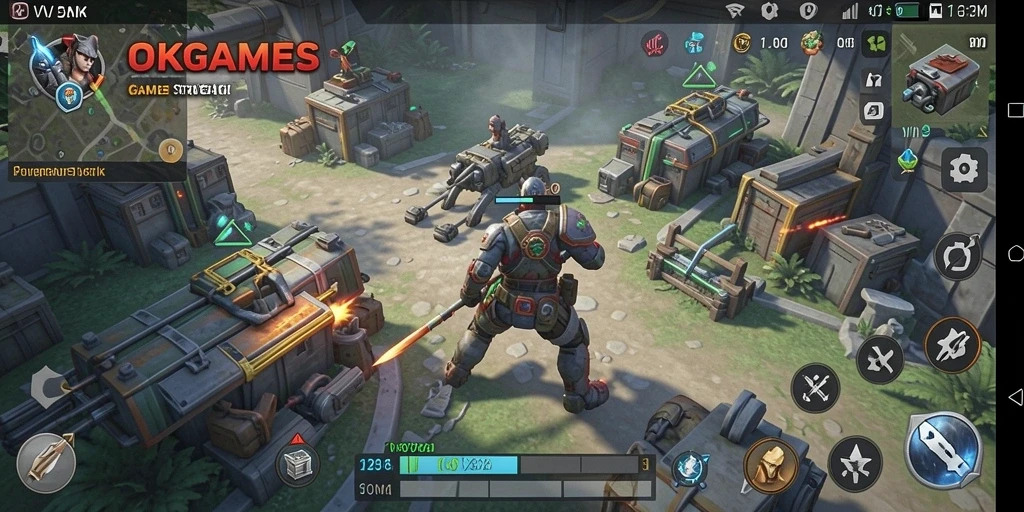 Screenshot gameplay OKGAMES yang menampilkan strategi pertempuran yang intens.