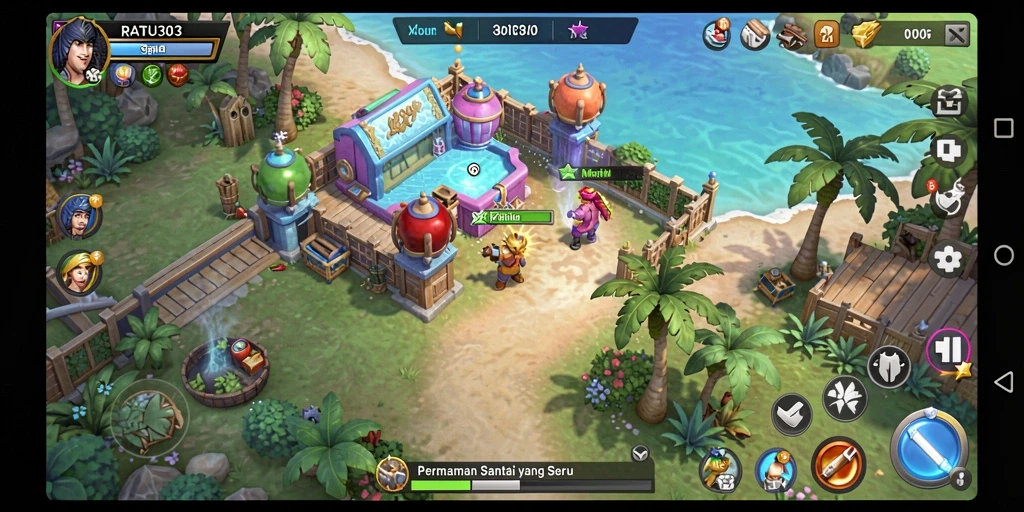Tampilan gameplay RATU303 yang ceria dan menarik.