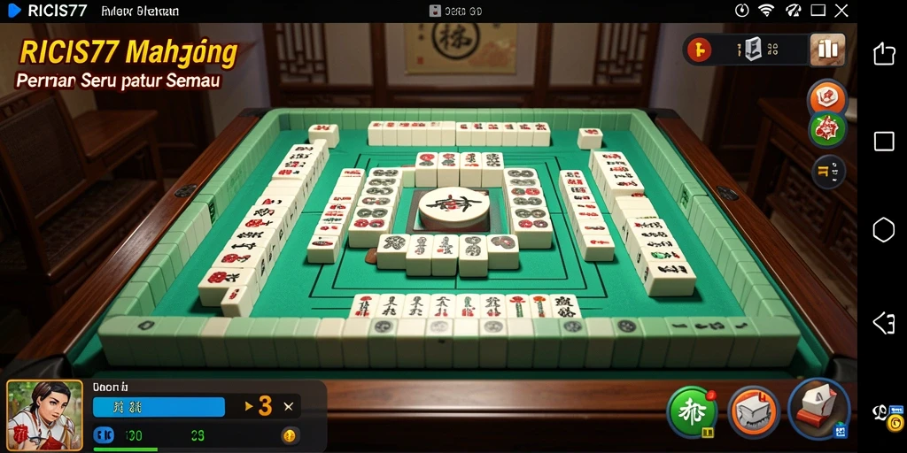 Screenshot gameplay Mahjong RICIS77 dengan desain menarik dan tantangan seru.