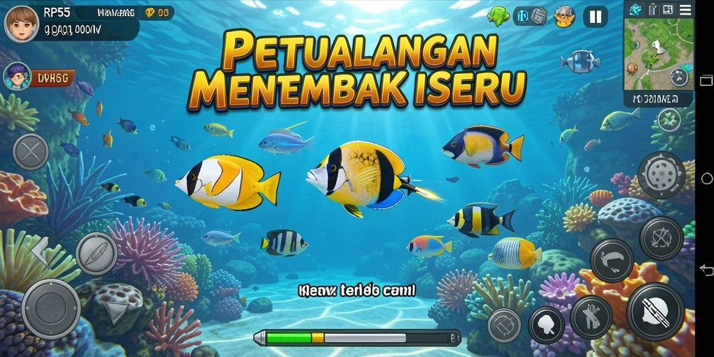 Tampilan seru gameplay Tembak Ikan di RP55.