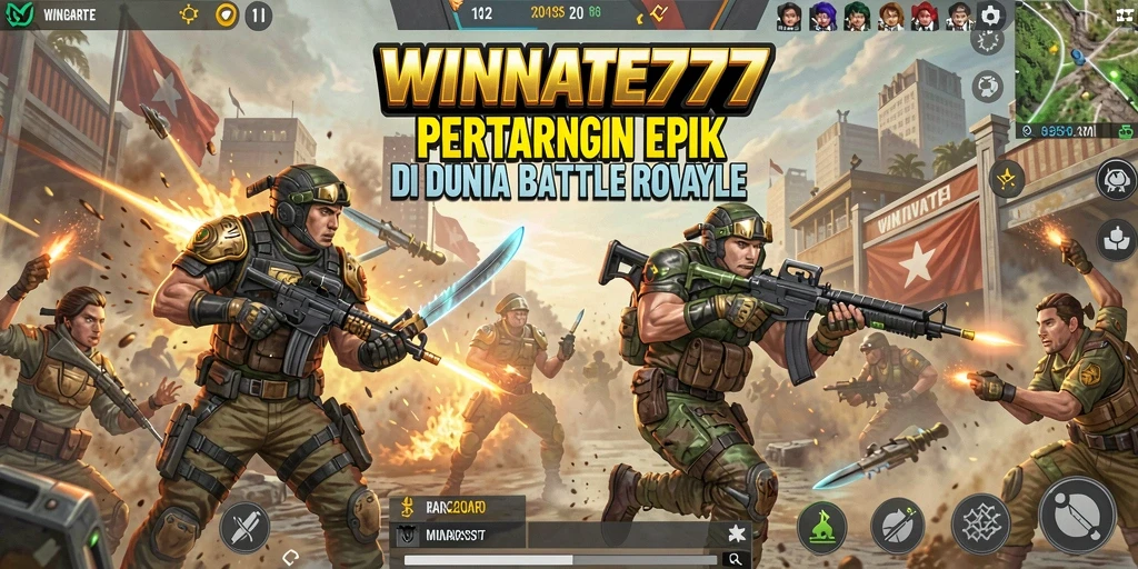 Screenshot gameplay WINRATE777 dengan aksi Battle Royale yang intens.