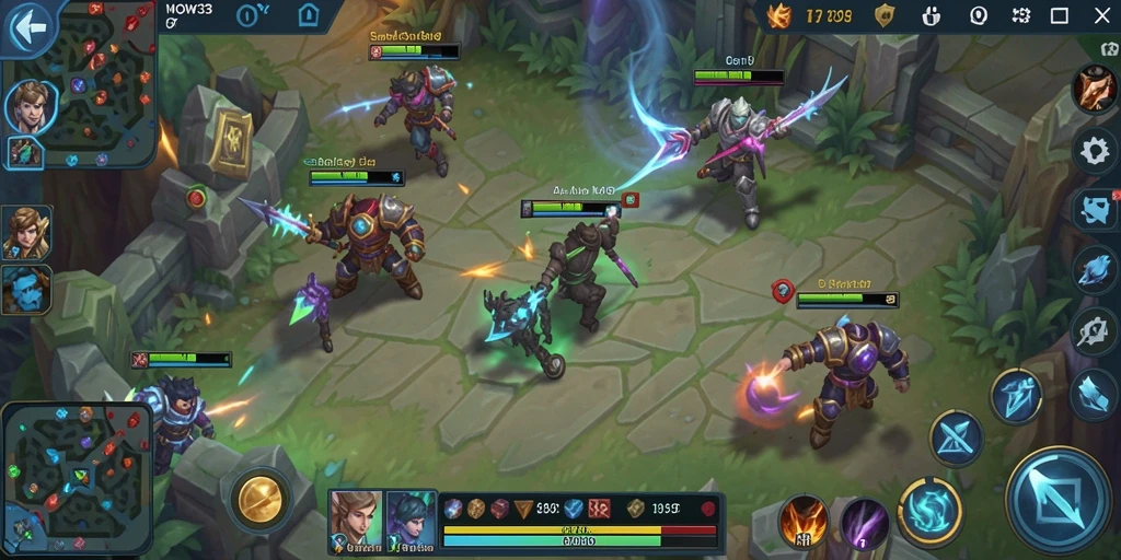 Screenshot gameplay <strong>WOW33</strong> menampilkan aksi seru dalam MOBA.
